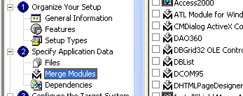 Пункт Merge Modules пакета InstallShield